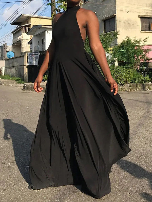 Stilla | Kvinders Jumpsuits Halterneck Åben Ryg Bred Ben Jumpsuit