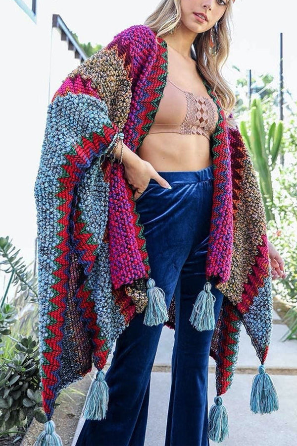 Stilla | Boho Hæklet Kimono Med Frynser Mode