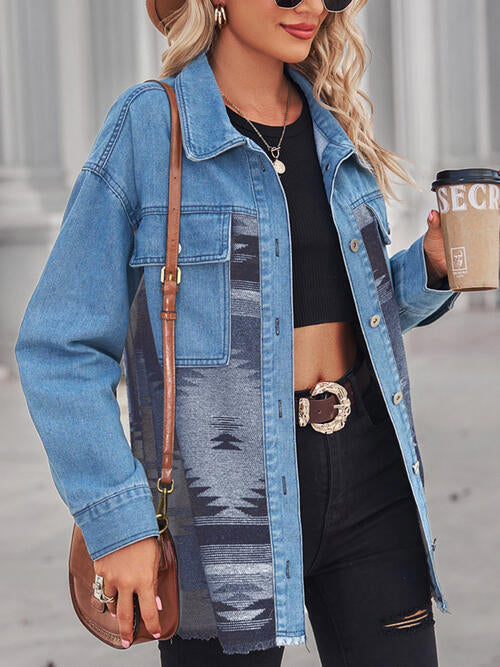 Stilla | Raw Hem Knapper Denim Jakke