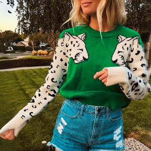 Stilla | Sweatshirt Trendy Sweatshirt Med Leopard Design Levere