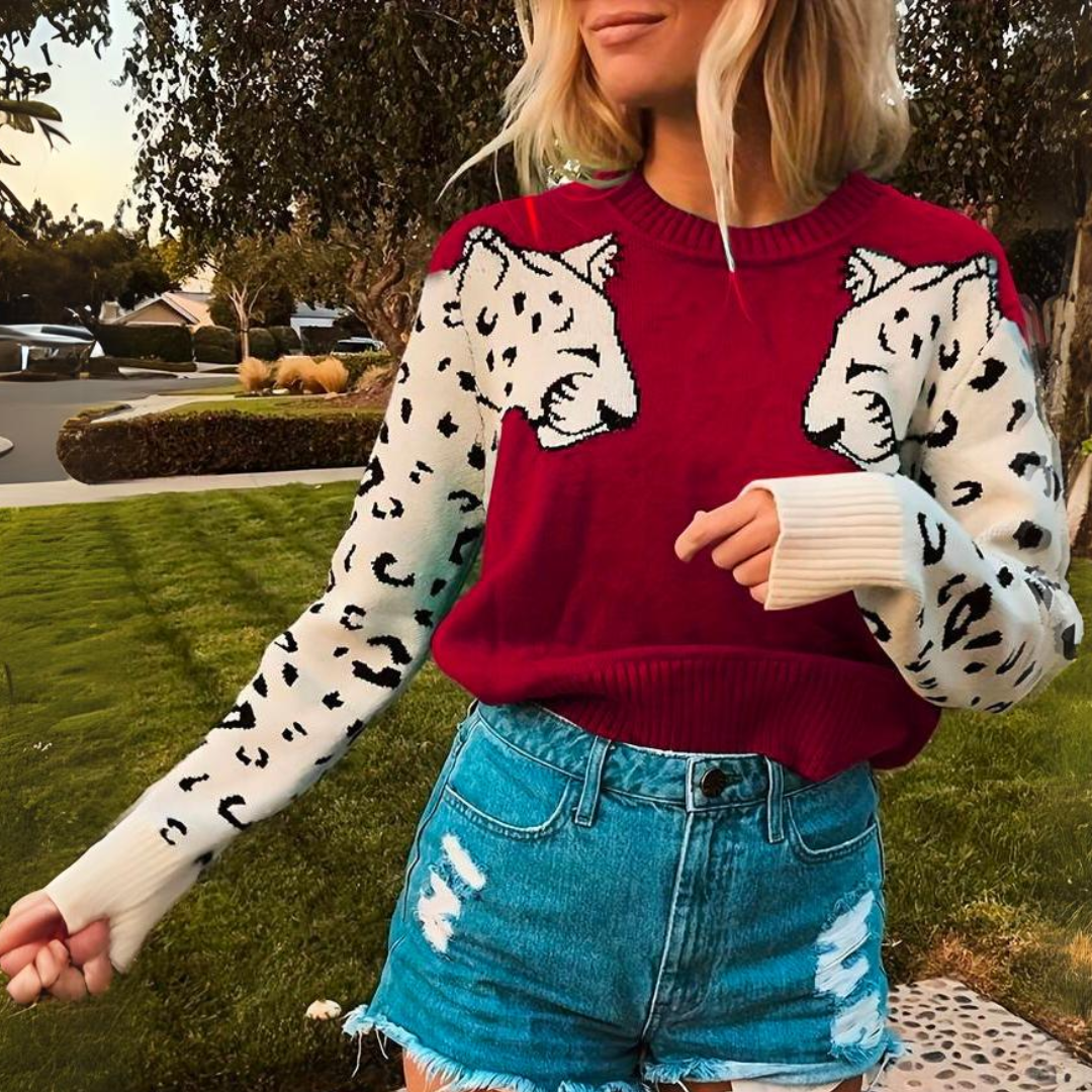 Stilla | Sweatshirt Trendy Sweatshirt Med Leopard Design Levere