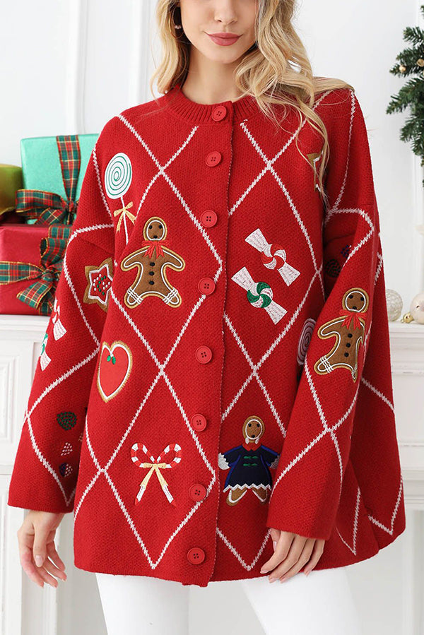 Stilla | Cardigan Argyle Candy Peberkage-mand Med Broderede Knapper