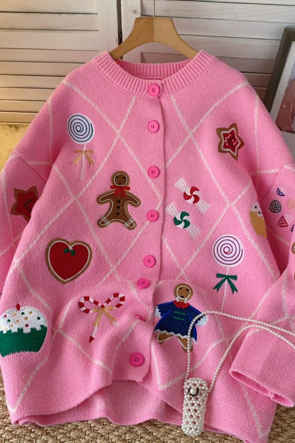 Stilla | Cardigan Argyle Candy Peberkage-mand Med Broderede Knapper