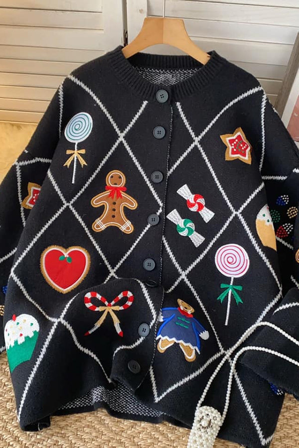 Stilla | Cardigan Argyle Candy Peberkage-mand Med Broderede Knapper