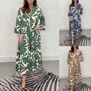 Stilla | Chic Loose Fashion V-Hals Chiffon Plisseret Kjole