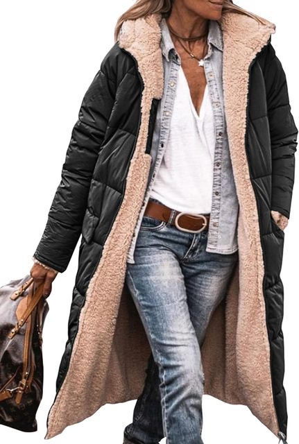 Stilla | Vendbare lange pufferjakker i sherpa-fleece til kvinder