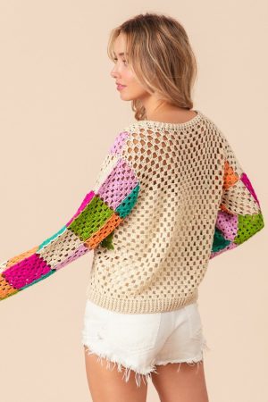 Stilla | Multi Color Ternet Langærmet Strik Top