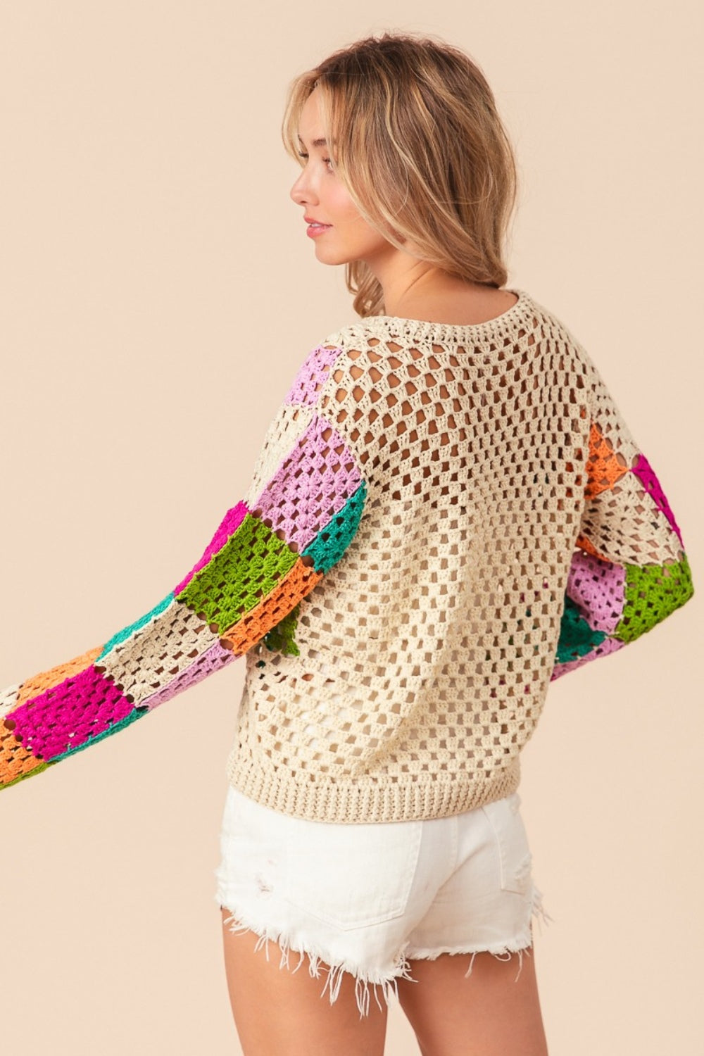 Stilla | Multi Color Ternet Langærmet Strik Top