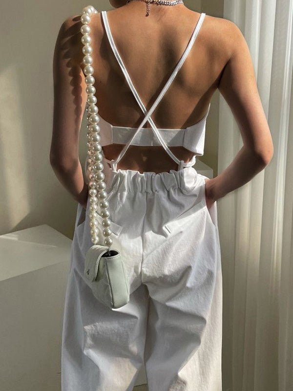 Stilla | Kvinders Jumpsuits Sling Lynlås Lomme Høj Talje Bred Ben Jumpsuit