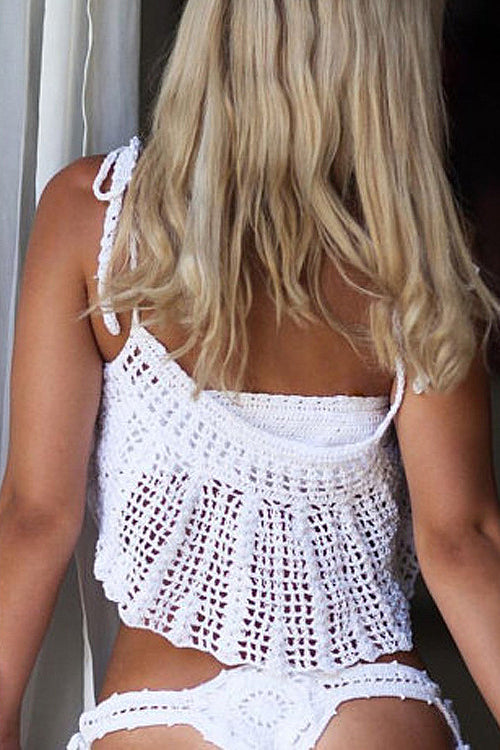 Stilla | Ruffle Knit Bikini Crop Tank