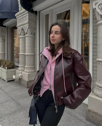 Stilla | Vintagemodel Læderjakke Med Slå-krave Rabat