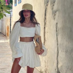 Stilla | Boho Chic Mavefri Top Og Nederdel Sæt Mode