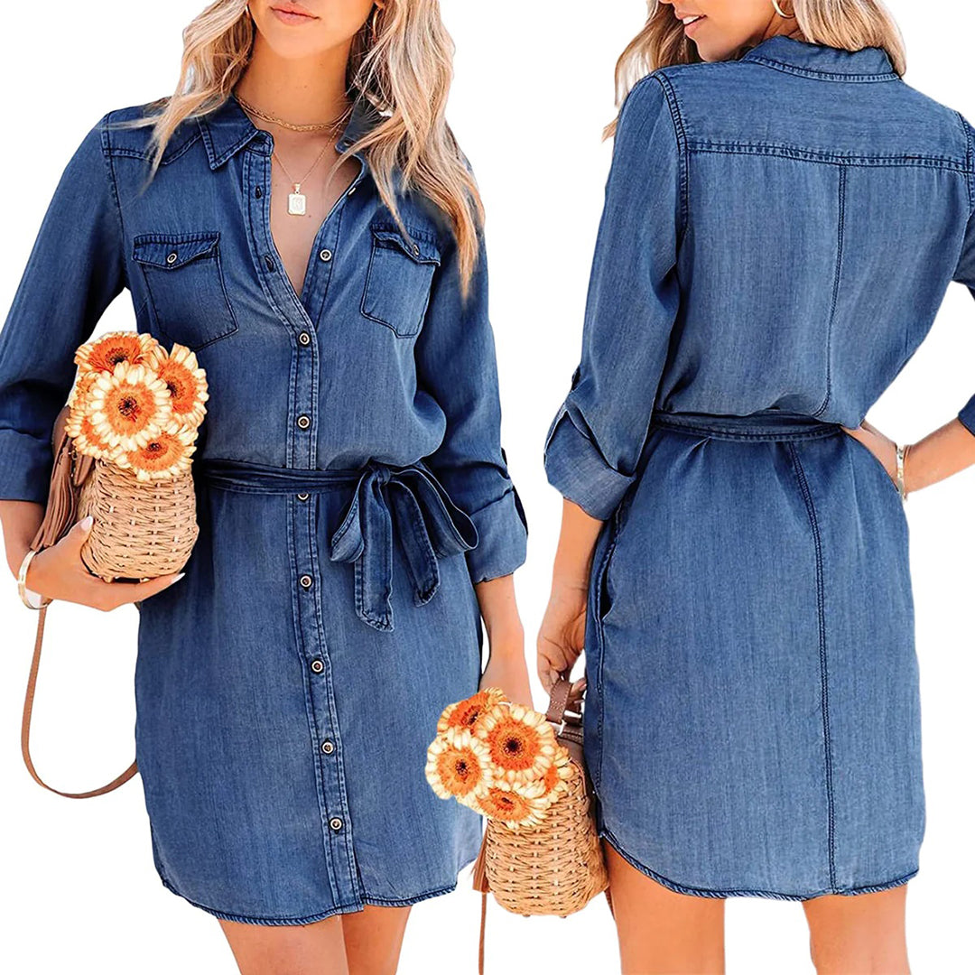 Stilla | Denim Skjortekjole Bomuld Casual og Chic