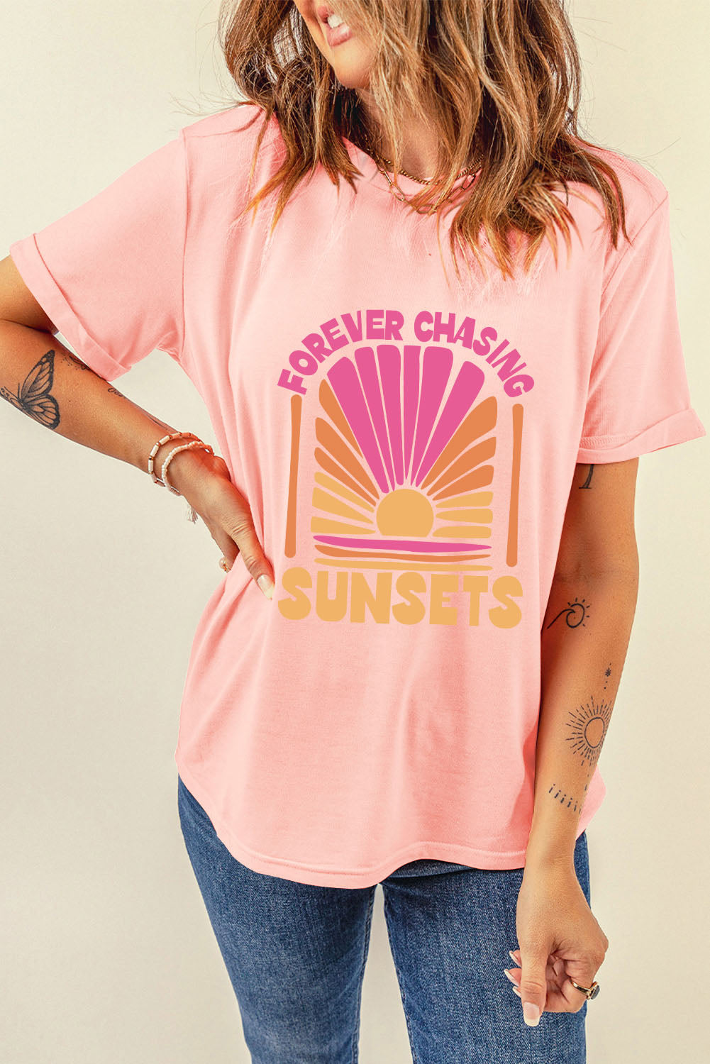 Stilla | FOREVER CHASING SUNSETS Rundhals T-Shirt