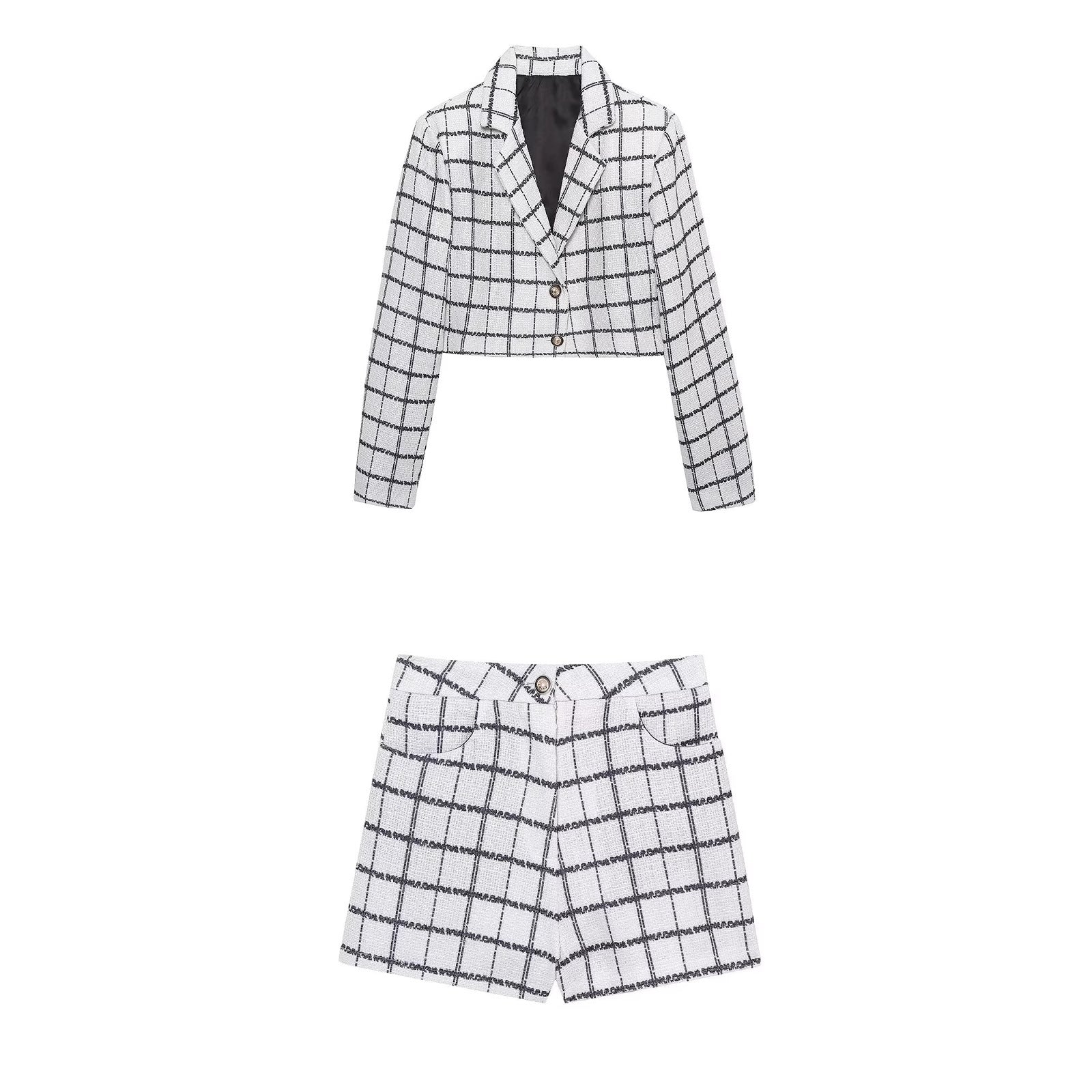 Stilla | Stilfuld Ternet Blazer Mini Nederdel Sæt
