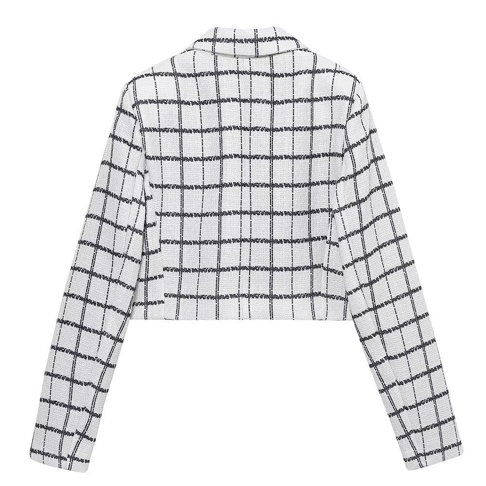 Stilla | Stilfuld Ternet Blazer Mini Nederdel Sæt