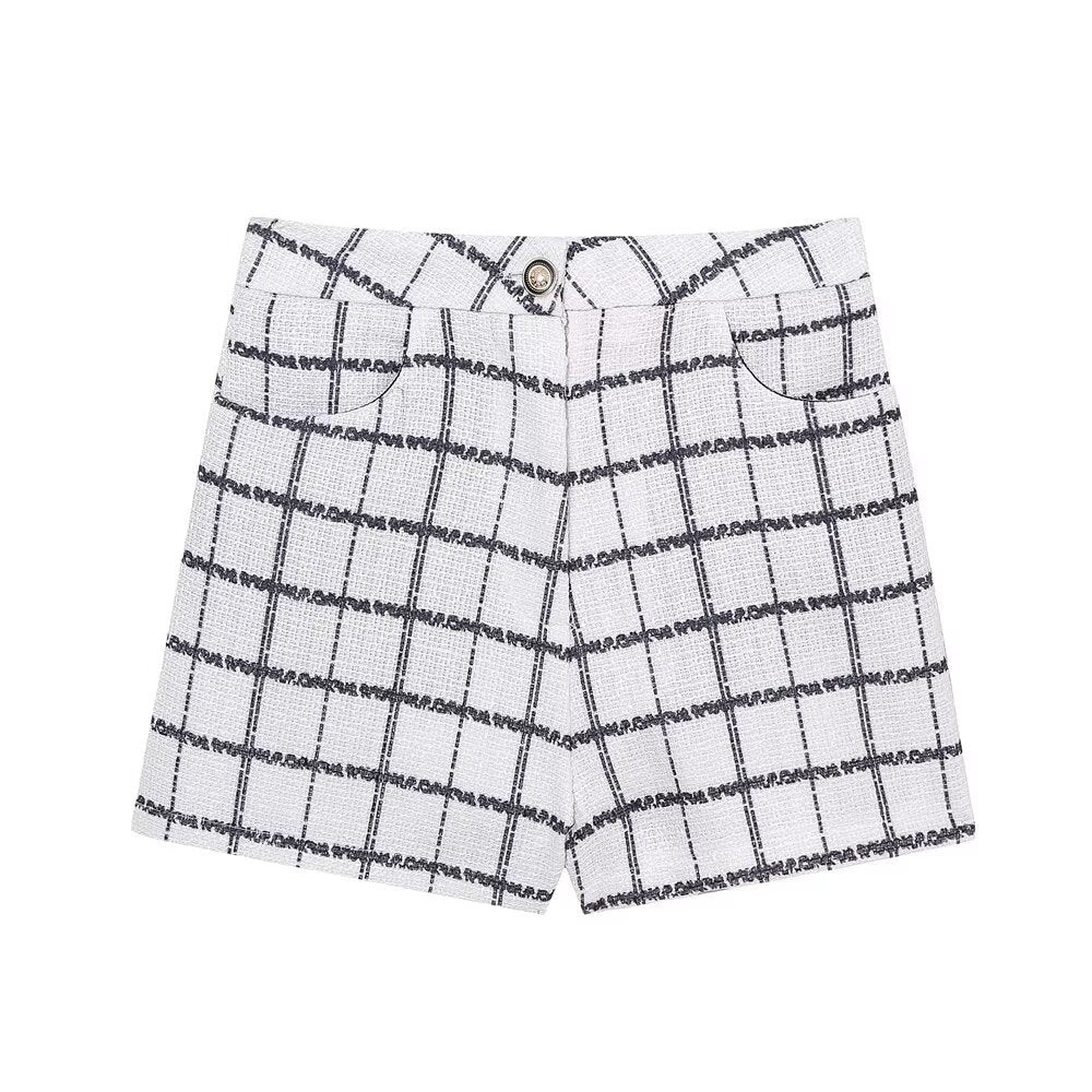 Stilla | Stilfuld Ternet Blazer Mini Nederdel Sæt