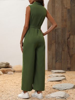 Stilla | Talje Ærmeløs Bred Ben Jumpsuit