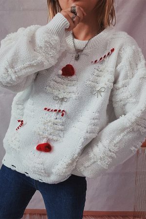 Stilla | Pullover med rund halsudskæring i julemønster og lange ærmer Levere