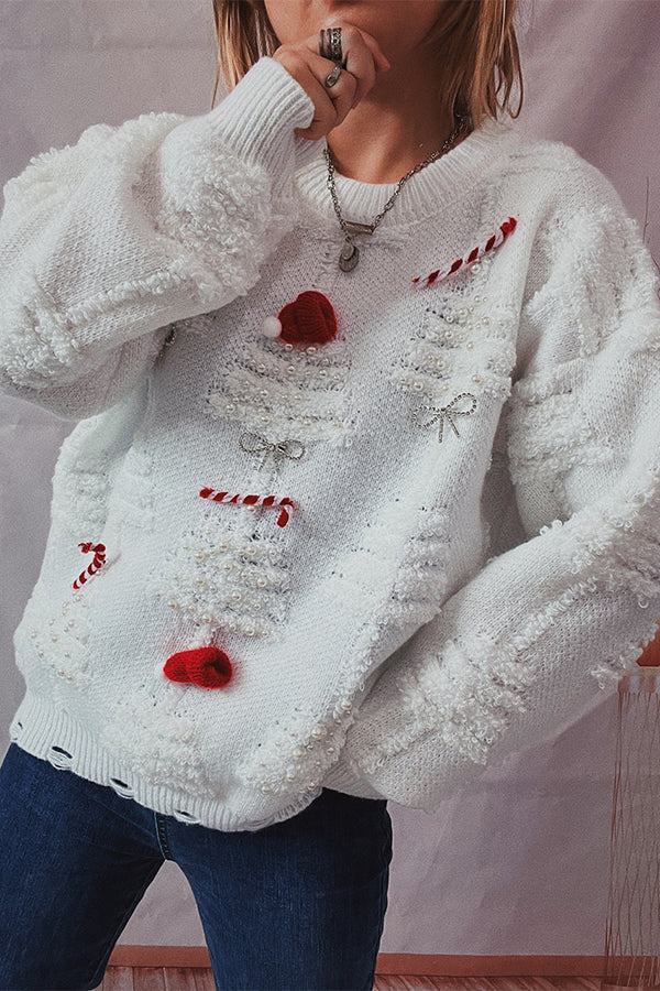 Stilla | Pullover med rund halsudskæring i julemønster og lange ærmer Levere