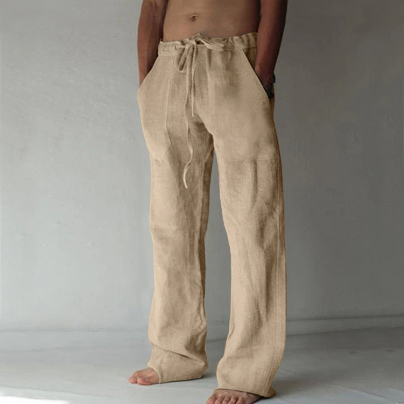 Stilla | Beige Premium Herrebukser Af Løst Linned