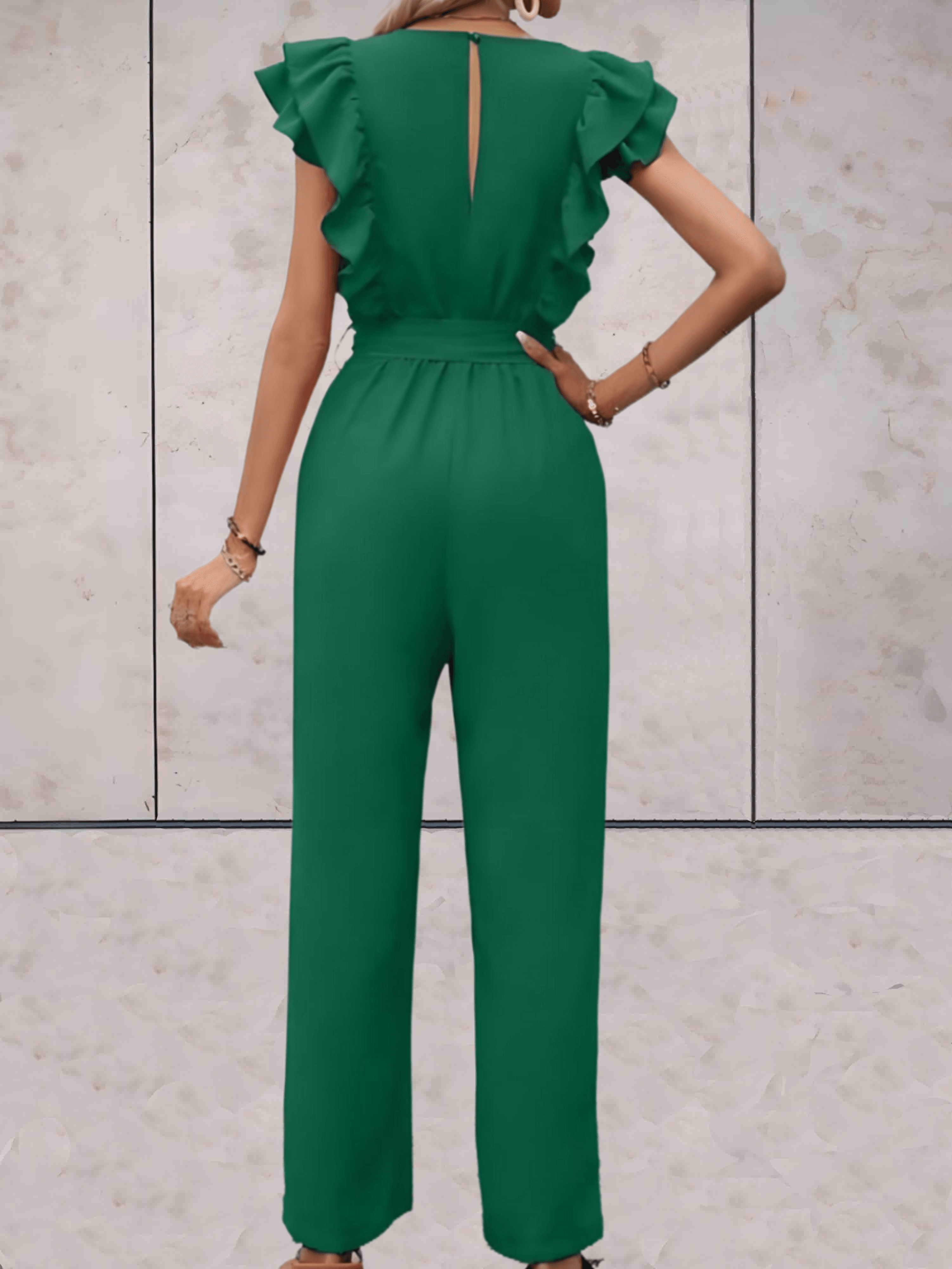 Stilla | Eleganz Afslappet jumpsuit med flæseærmer og linning Mode