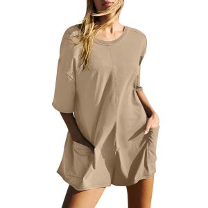 Stilla | Chic Sommer Rygfri V-Hals Løs Casual Lomme Jumpsuit Online