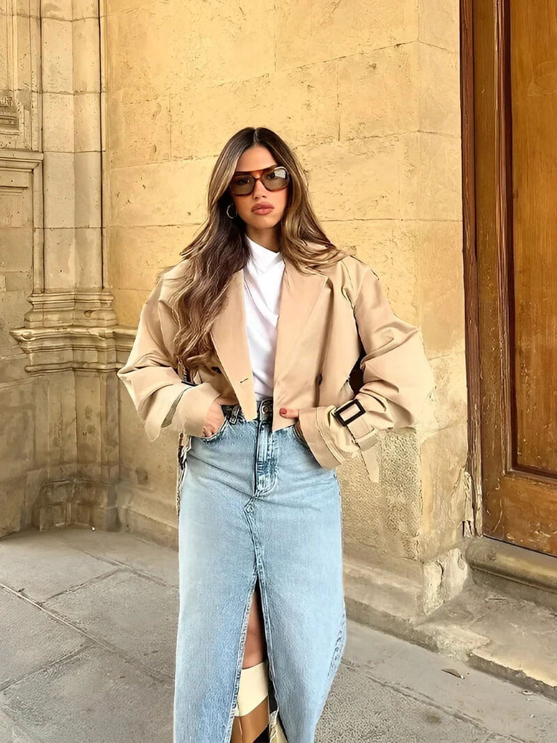 Stilla | Mini Trenchcoat i Klassisk Snit
