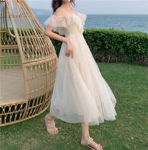 Stilla | Sommerferie Slim Off Shoulder Slip Kjole