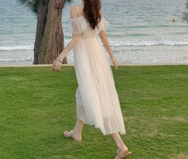 Stilla | Sommerferie Slim Off Shoulder Slip Kjole