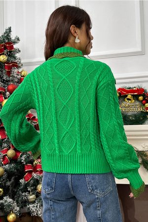 Stilla | Strik Raffineret Mock Hals Lantern Ærme Sweater Mode