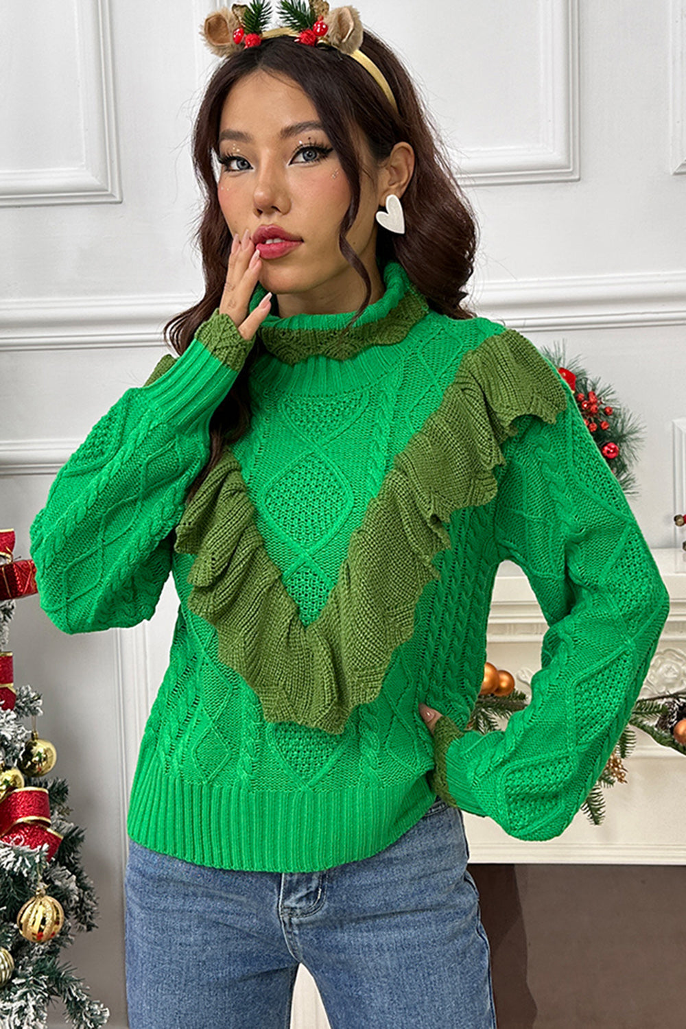 Stilla | Strik Raffineret Mock Hals Lantern Ærme Sweater Mode