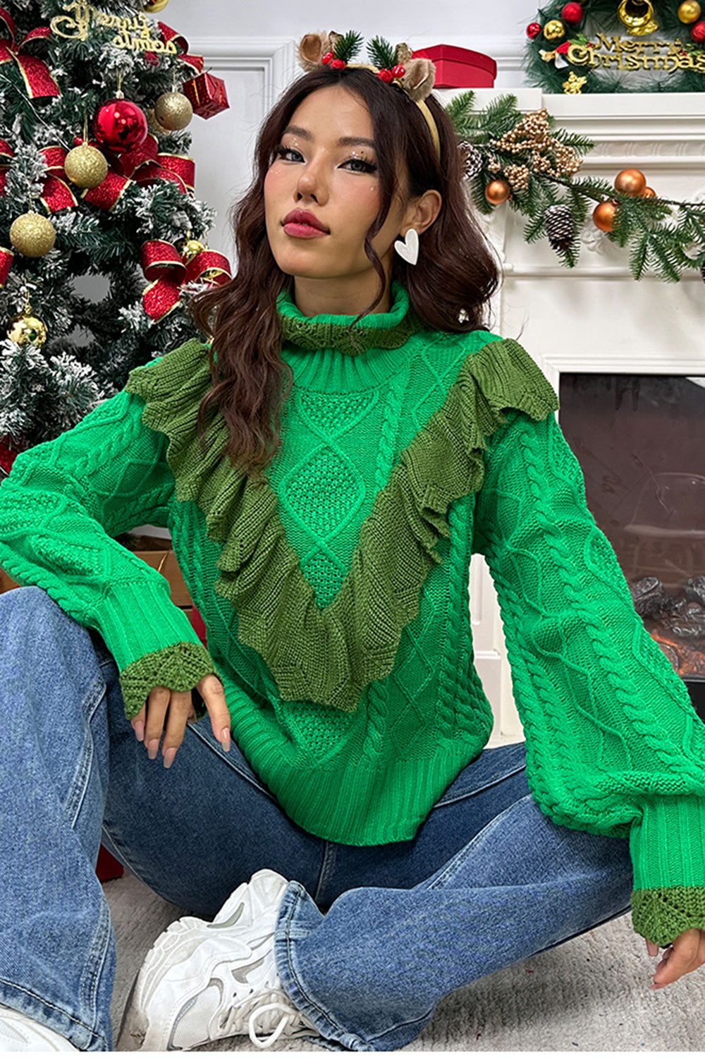 Stilla | Strik Raffineret Mock Hals Lantern Ærme Sweater Mode