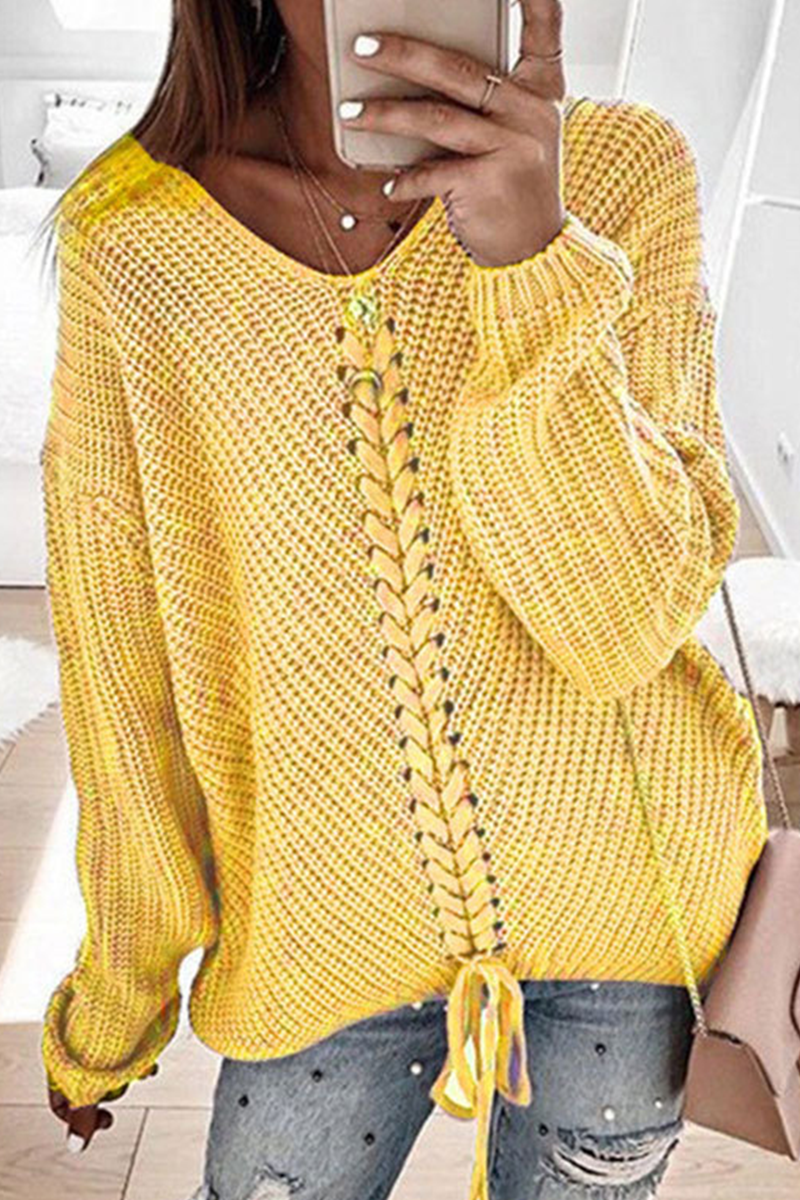 Stilla | Ensfarvet Casual Sweatshirt Med V-hals og Krydsede Stropper