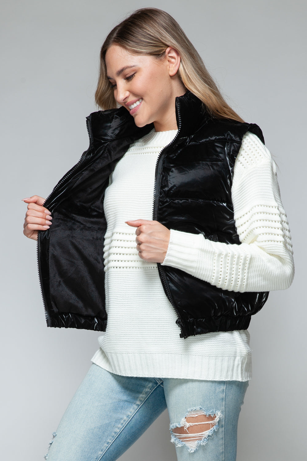 Stilla | Snob Steppet Vest med Blødt Pelsfor