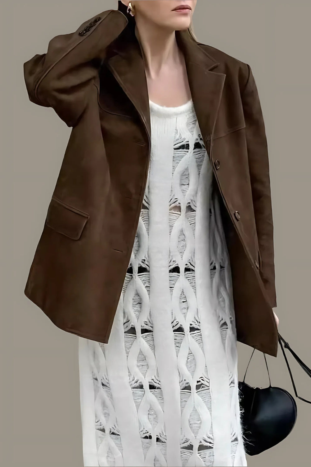 Stilla | Damen Suede Blazer Klassisk & Løs Brun Kvindejakke