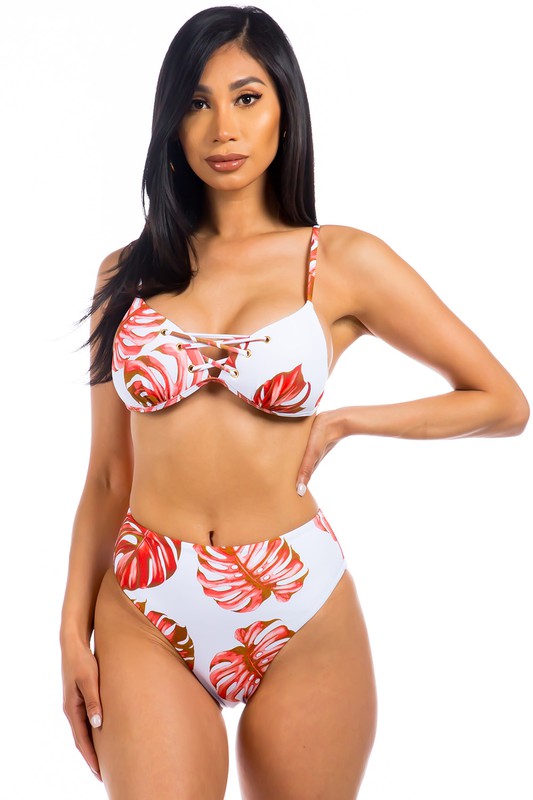 Stilla | Piece Tropical Leave Print Bikini