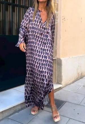 Stilla | Langærmet Kjole Med Batikprint