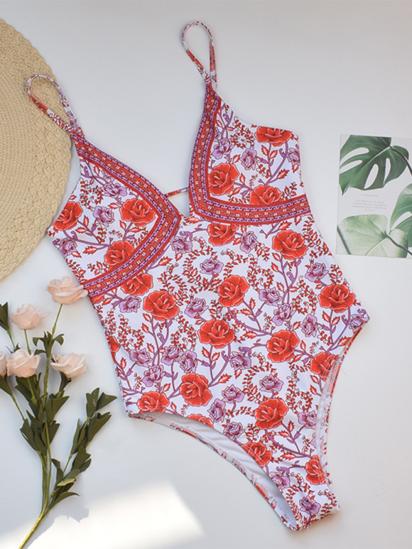 Stilla | Ny Sexy Retro Blomster Mønster Én-dels Badedragt