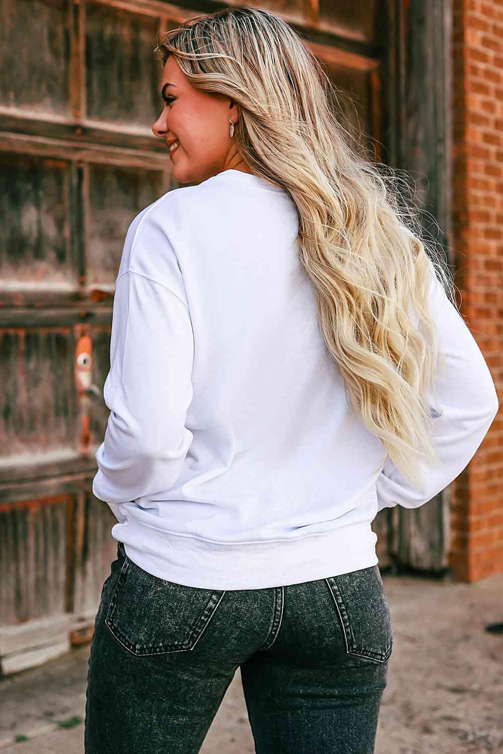 Stilla | Grafisk Rund Hals Sweatshirt