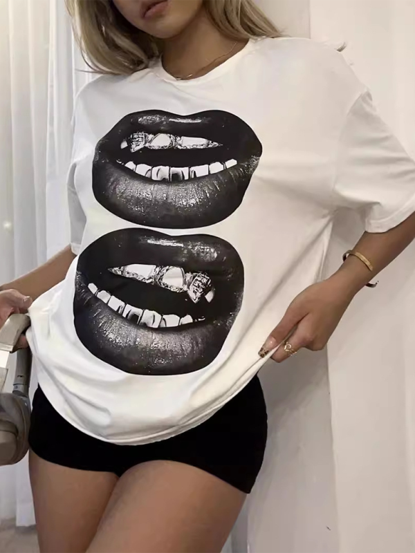 Stilla | Ny Modebillede Rund Hals Korte Ærmer T-shirt