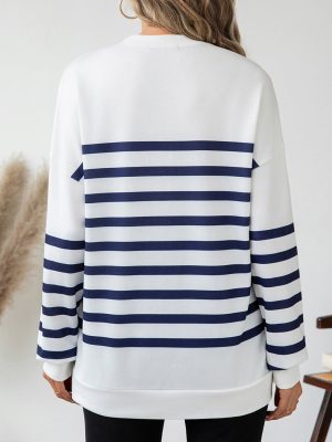 Stilla | Stribet Rundhalset Langærmet T-Shirt