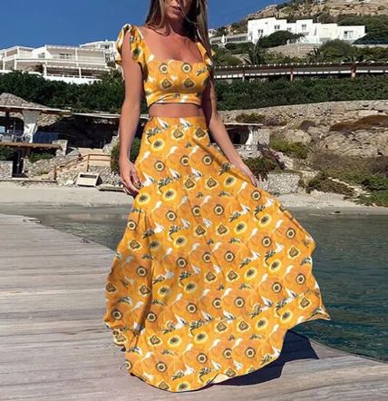 Stilla | Sexet To-delt Sommerkjole Med Boho Print