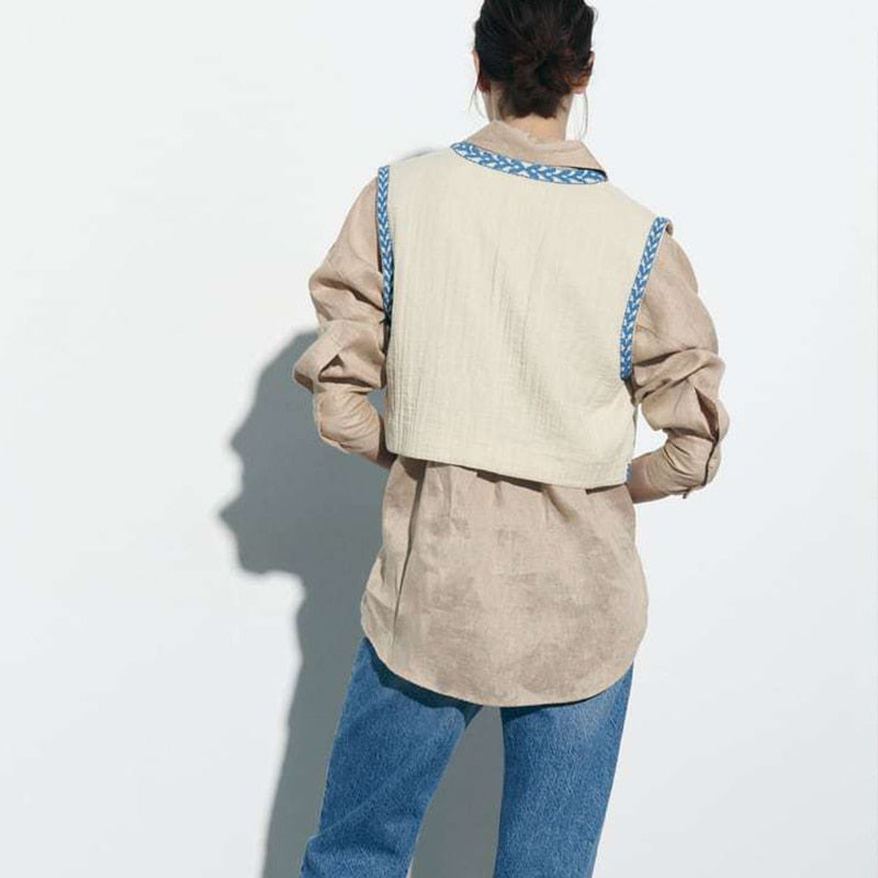 Stilla | Vintage blomst broderet vest til damer