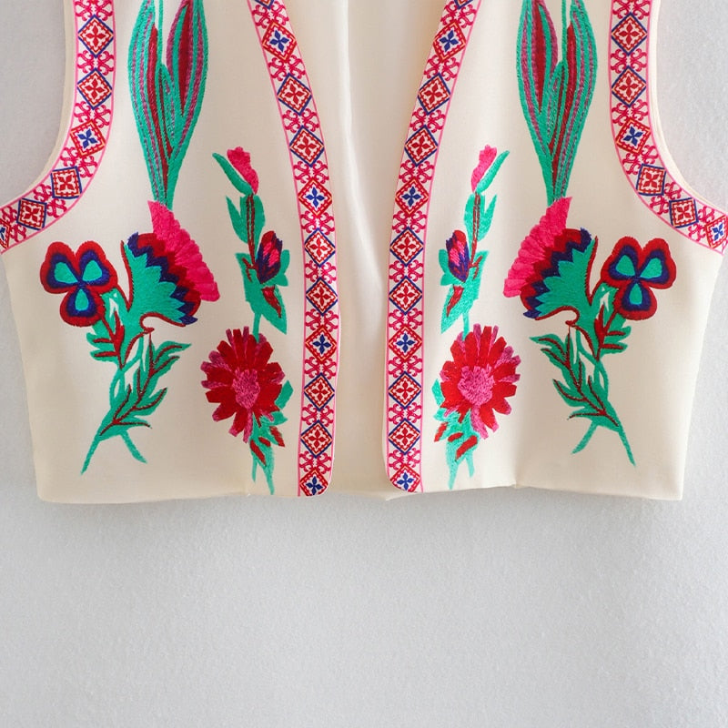 Stilla | Vintage blomst broderet vest til damer