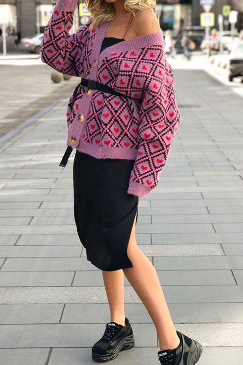 Stilla | City Night Button up Hjerte Strikketrøje