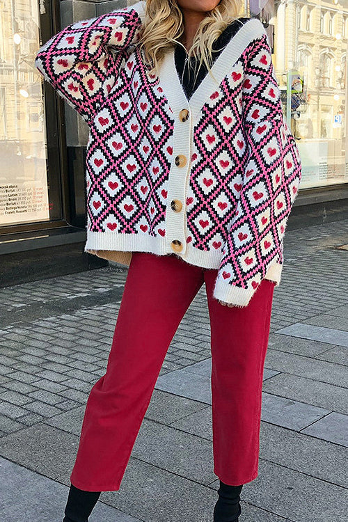 Stilla | City Night Button up Hjerte Strikketrøje