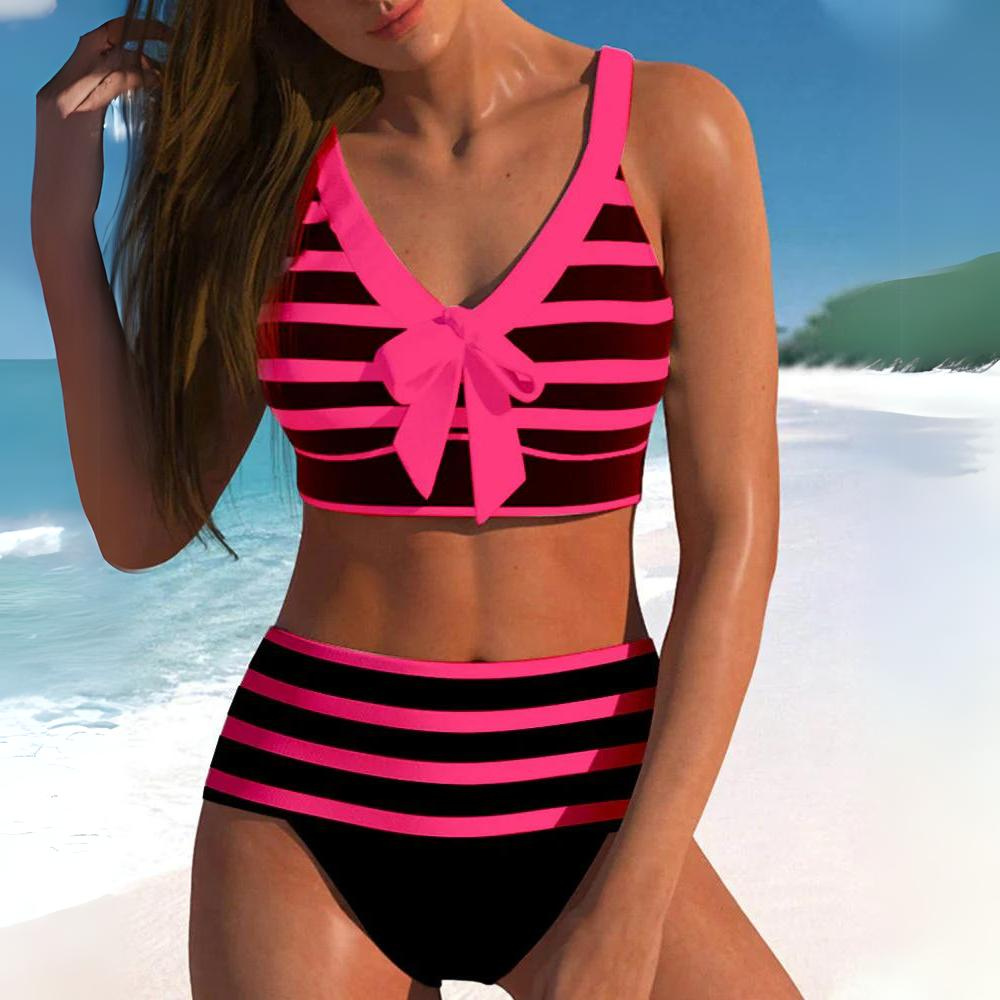 Stilla | Højskåret Bikinier Med Striber Hot på udsalg