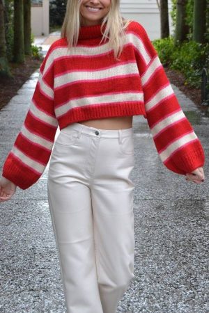 Stilla | Fashionabel Stribet Oversize-rullekravepullover Med Lange Ærmer