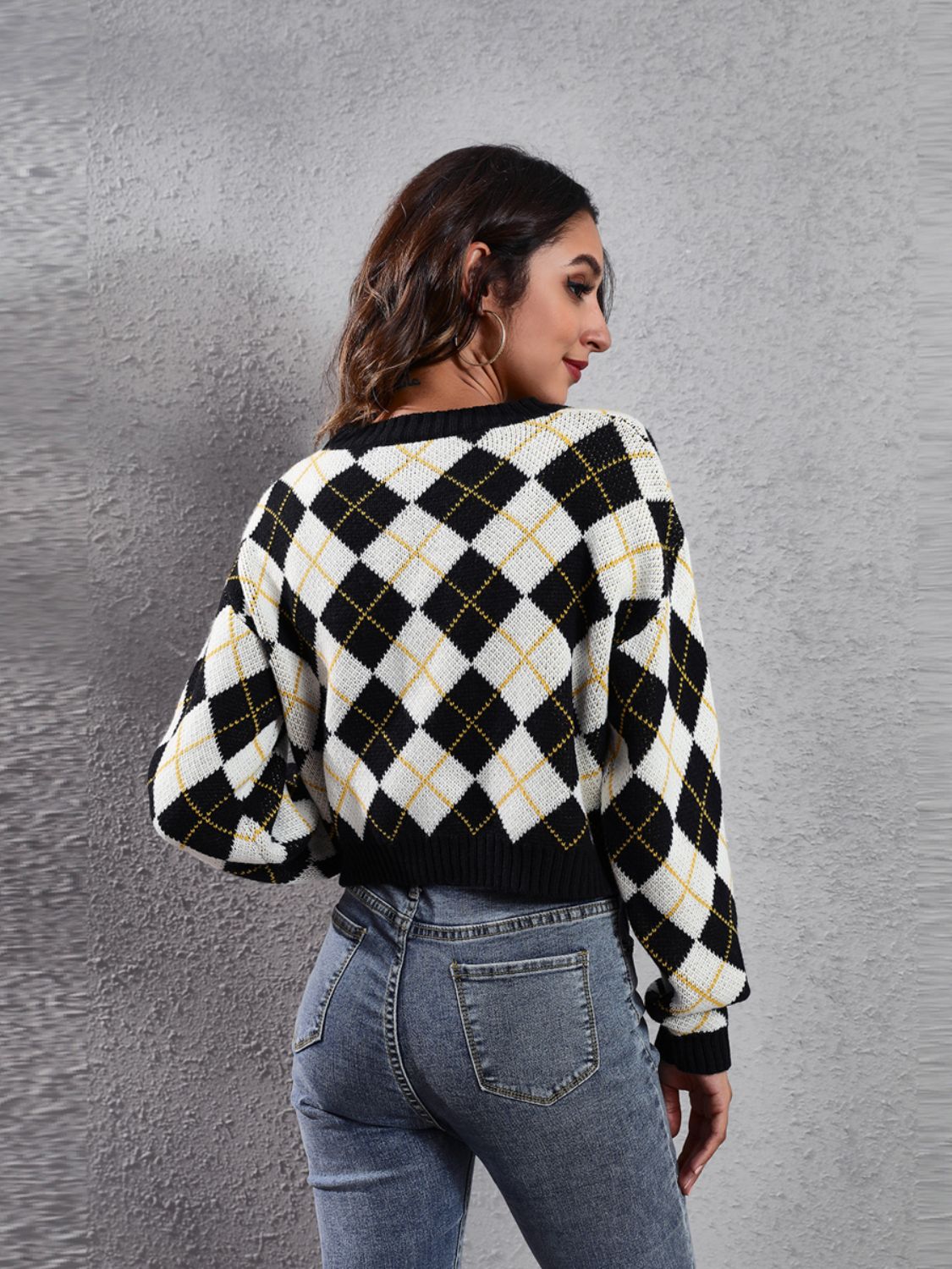 Stilla | Geometrisk Knap-Top Langærmet-Cardigan